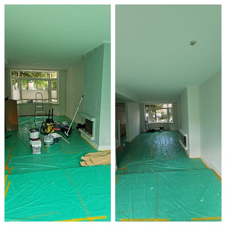 Binnenschilderwerk: Hele huis; 80 m² plafonds; 1 trap